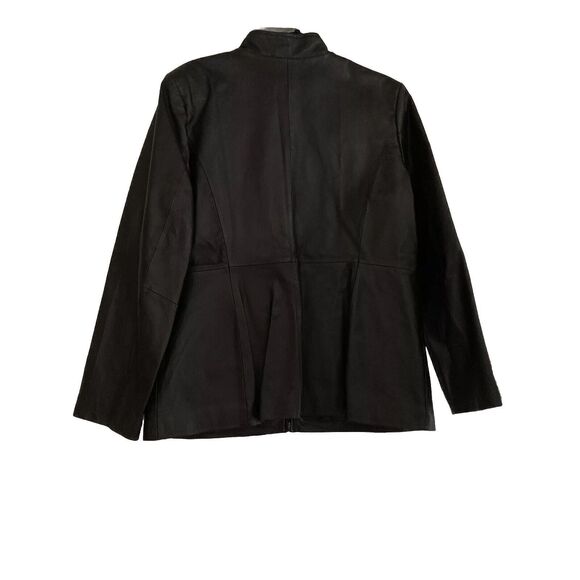 Nolan Miller Stiff Leather Jacket Glamour Women’s Large Black & Gray Embroidery - Picture 8 of 9